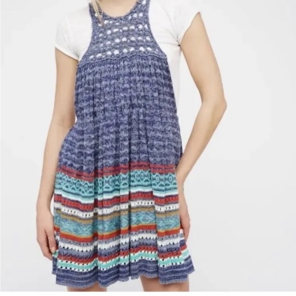 FREE PEOPLE - Rare Red Hearts Tunic Sweater Dress Santa Fe Size XS, Women.